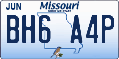 MO license plate BH6A4P