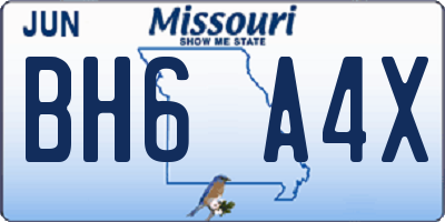 MO license plate BH6A4X