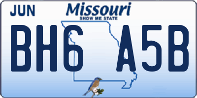 MO license plate BH6A5B