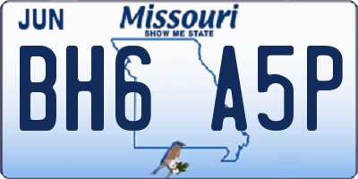 MO license plate BH6A5P