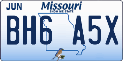 MO license plate BH6A5X