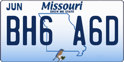 MO license plate BH6A6D