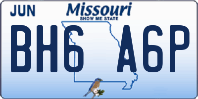 MO license plate BH6A6P