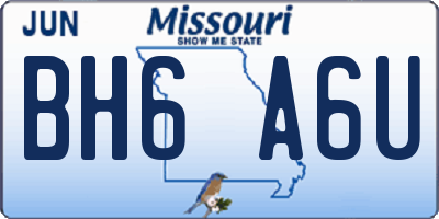MO license plate BH6A6U
