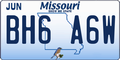 MO license plate BH6A6W