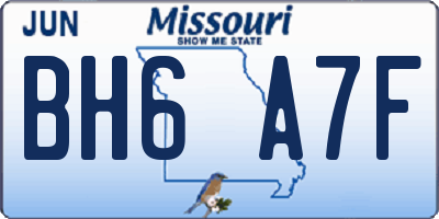 MO license plate BH6A7F