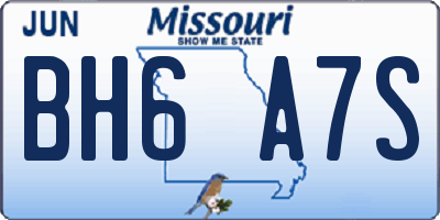 MO license plate BH6A7S