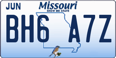 MO license plate BH6A7Z