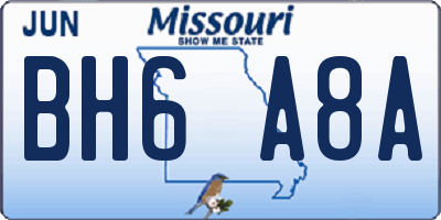 MO license plate BH6A8A