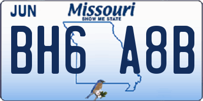 MO license plate BH6A8B