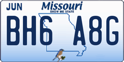 MO license plate BH6A8G