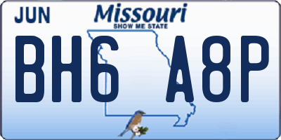 MO license plate BH6A8P
