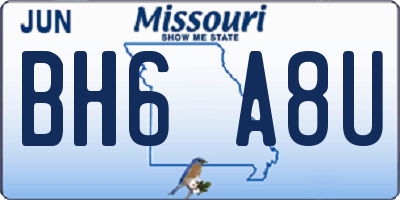 MO license plate BH6A8U