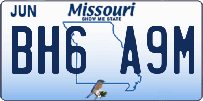 MO license plate BH6A9M
