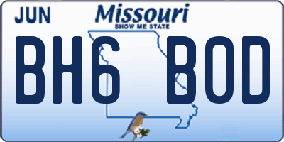 MO license plate BH6B0D
