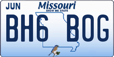 MO license plate BH6B0G