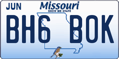 MO license plate BH6B0K