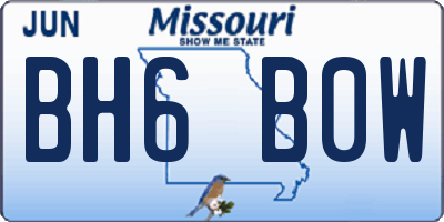 MO license plate BH6B0W