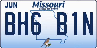 MO license plate BH6B1N