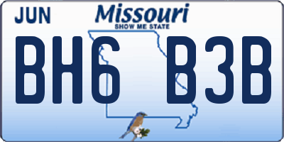 MO license plate BH6B3B