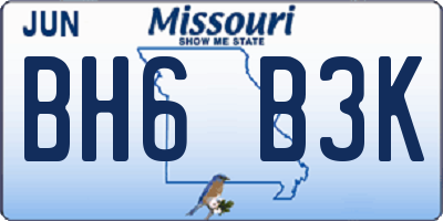 MO license plate BH6B3K
