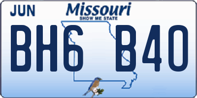 MO license plate BH6B4O