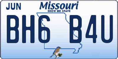 MO license plate BH6B4U