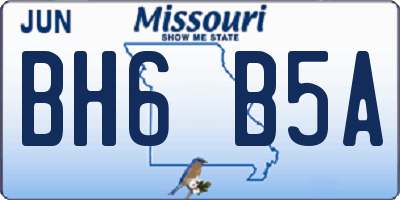 MO license plate BH6B5A
