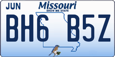 MO license plate BH6B5Z