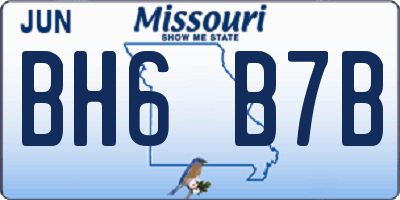 MO license plate BH6B7B