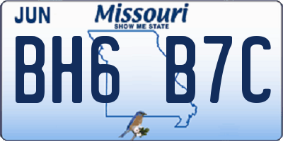 MO license plate BH6B7C