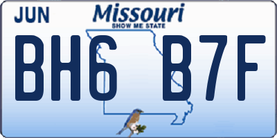 MO license plate BH6B7F