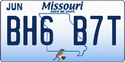 MO license plate BH6B7T