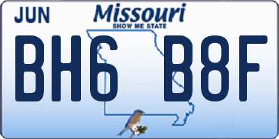 MO license plate BH6B8F