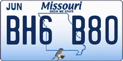 MO license plate BH6B8O