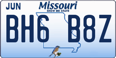 MO license plate BH6B8Z