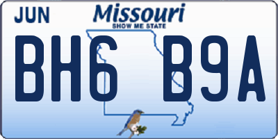 MO license plate BH6B9A
