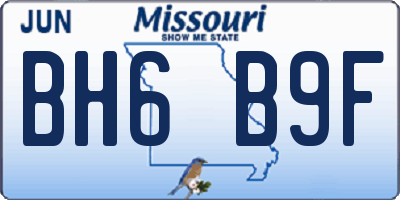 MO license plate BH6B9F