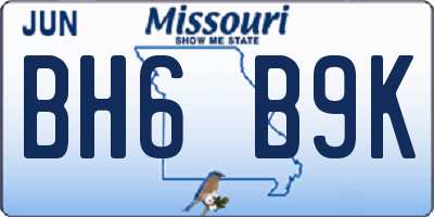 MO license plate BH6B9K