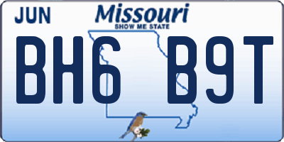 MO license plate BH6B9T