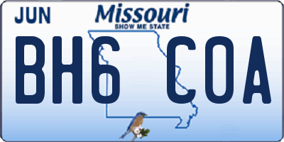 MO license plate BH6C0A