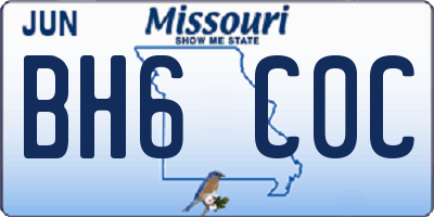 MO license plate BH6C0C