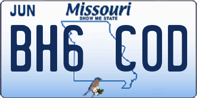 MO license plate BH6C0D