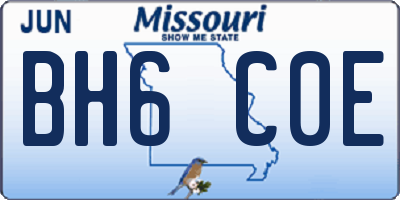 MO license plate BH6C0E