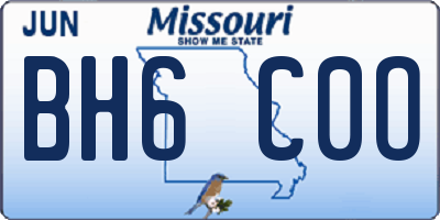 MO license plate BH6C0O