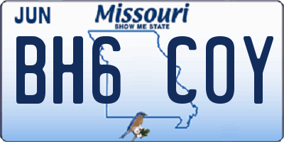 MO license plate BH6C0Y