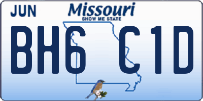 MO license plate BH6C1D