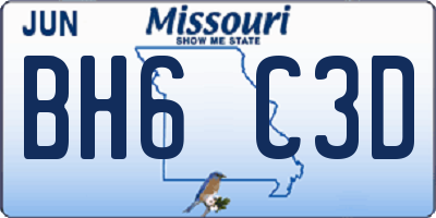 MO license plate BH6C3D