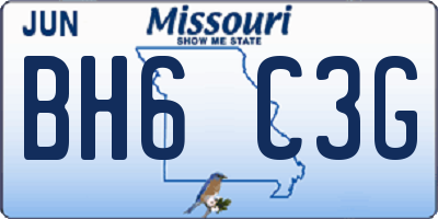 MO license plate BH6C3G
