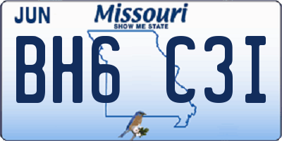 MO license plate BH6C3I